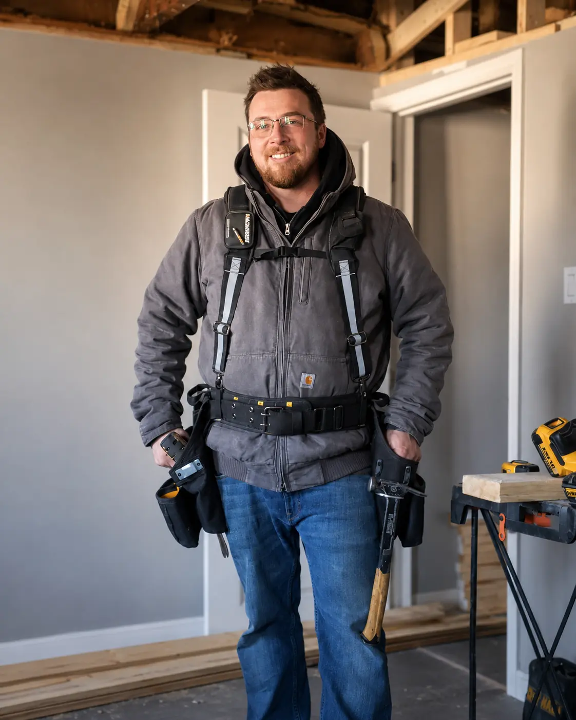Pierce Dulmage, founder of Clarity Contracting, on a renovation job site in the Comox Valley